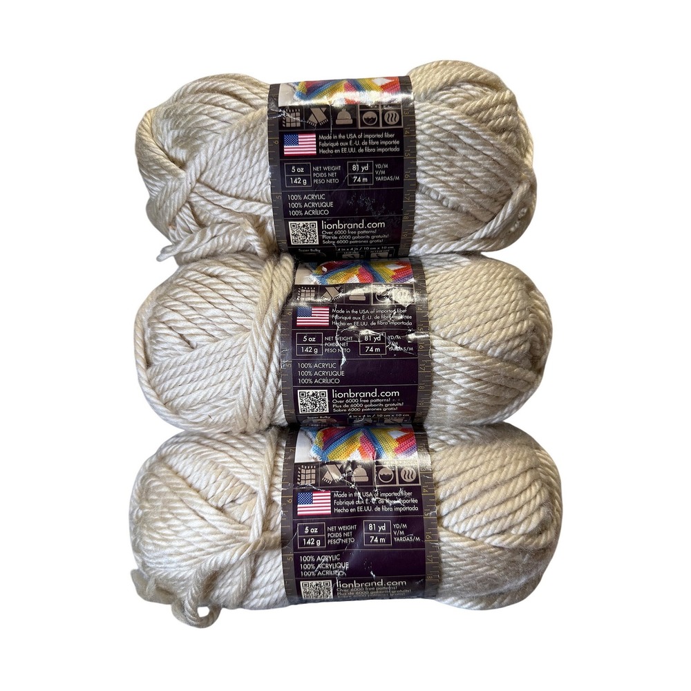 (3 Pack) Lion Brand Yarn 135-099 Hometown USA Super Bulky 6 Yarn Los Angeles Tan - Picture 7 of 7